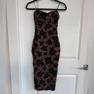 Windsor Brown and Black Floral Midi Dress